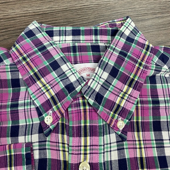 Brooks Brothers Pink & Green Madras Plaid Shirt M - Picture 2 of 3